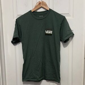Vans Green Logo Tee with Nature Scene Back Hit
